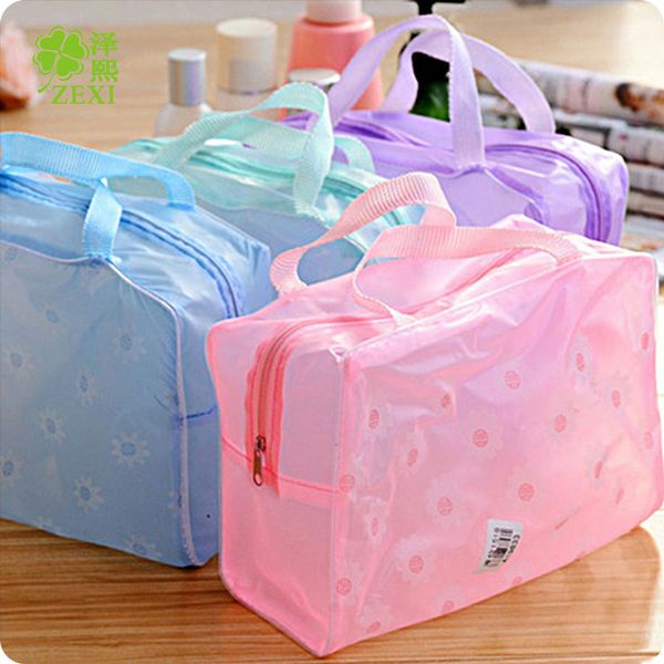 

new make up organizer bag toiletry bathing storage bag women waterproof transparent floral pvc travel cosmetic