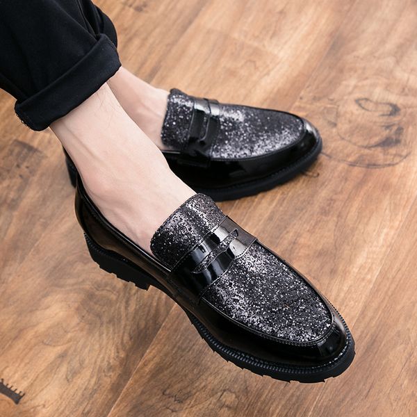 

fashion outdoor comfortable soft leather loafers shoes mens moccasin loafers shoes casual falts men leather men party w5, Black