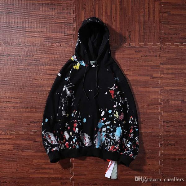 

brand hoodie mens designer hoodies starry ink letter off designer luxury ss brand hoodie white men's selling wholesal, Black