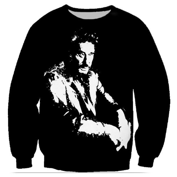 

hipster johnny hallyday sweatshirts 3d print rock pullover hoodies long sleeve crewneck streetwear hoody sudaderas hombre, Black