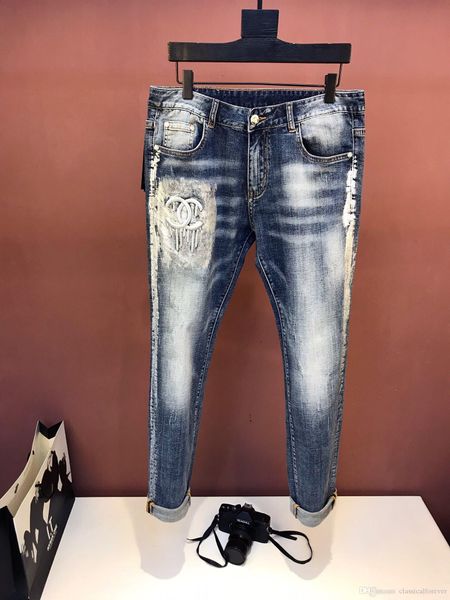

fashion c c mens jeans denim slim fit jeans pour hommes designer jeans long trousers joggers streetwear designer pants ship, Blue