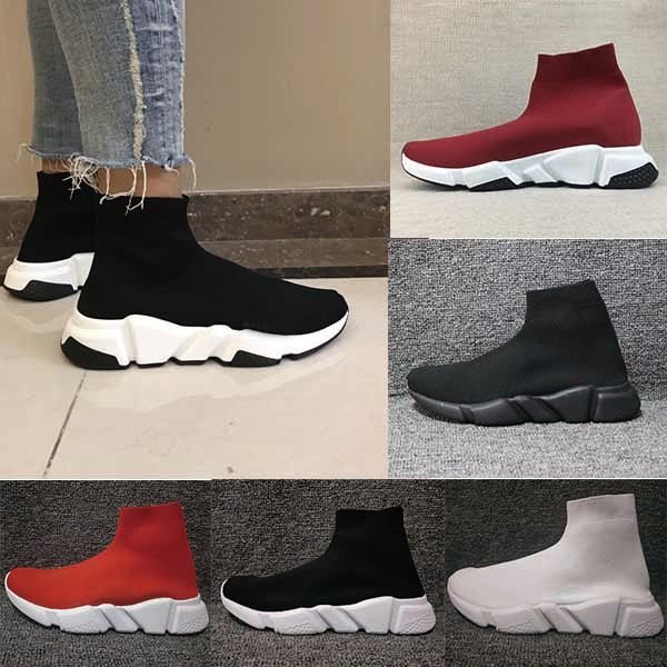 

designer sock shoes speed trainer brand black white red flat fashion mens womens socks sneakers fashion trainers running shoes size 36-47