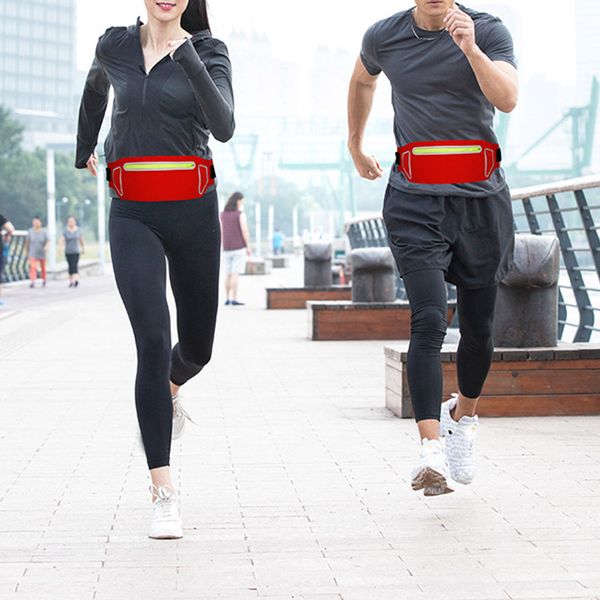 

2019 men women couple outdoor ultra-thin sports cycling waist belts pouch packs phone bags night run reflective strips bags