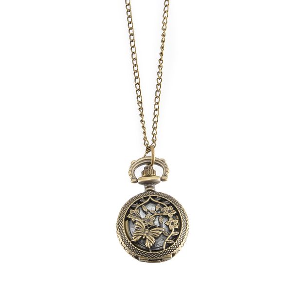 

vintage pocket watch bronze color quartz watch cool chain hollow vine flower watches xin-shipping, Slivery;golden