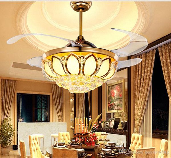 Modern 42 Inch Stealth Blade Super Quiet Fan Light Crystal