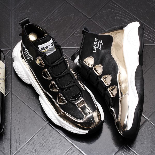 

2020 new men sneakers flat board shoes punk men's casual flats shoes prom, Black