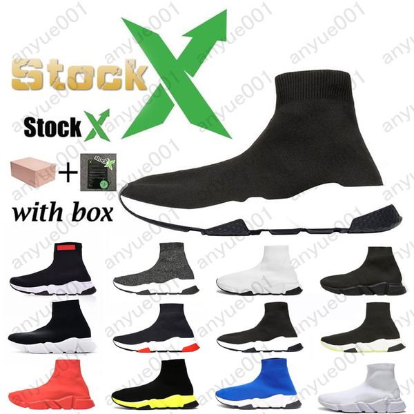 

2020 blue sock shoe men and women casual shoe trainer speed socks race runners slip-on black shoes with box sneakers ing