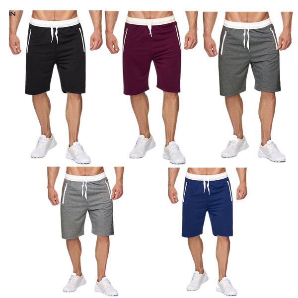 

running shorts fashion men training marathon solid color fitness gym casual sport with pocket plus jogger, Black;blue
