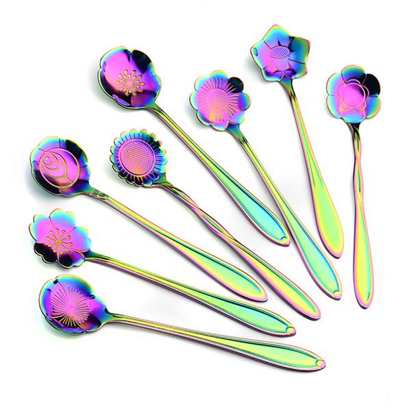 

stainless steel colorful spoon long handle colorful spoon with various patterns long handled stainless steel coffee spoons