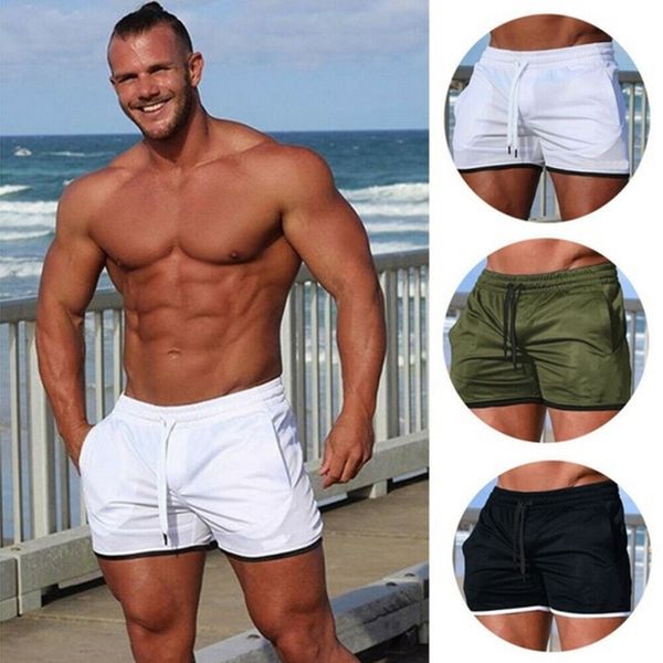 

nylon men's swimming trunks quick-drying plus size swimwear beach swimming surfing sports surfboard shorts bermuda men's shorts, White;black