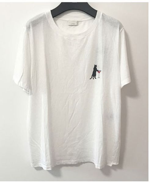 

slp chest cat wine glass черно-белая печать модный дизайнер бренд футболка с коротким рукавом мужская и женская хлопок s-2xl большое лето, White;black