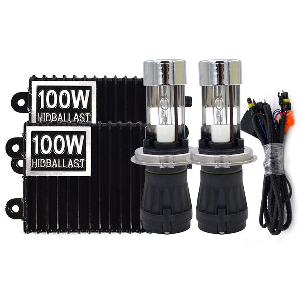 

12v 100w hid фара комплект h4 привет / lo bixenon hid лампы kit 4300k ​​5000k 6000k 8000k h4 автомобиля света высокой мощности 100 вт баллас