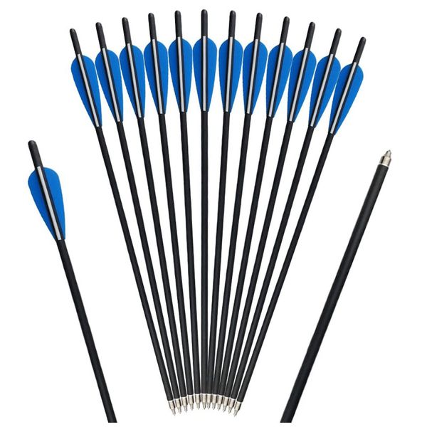 

6/12pcs crossbow bolt arrows 16/18/20 inches fiberglass crossbow arrow od 8.8mm with blue feather archery hunting shooting