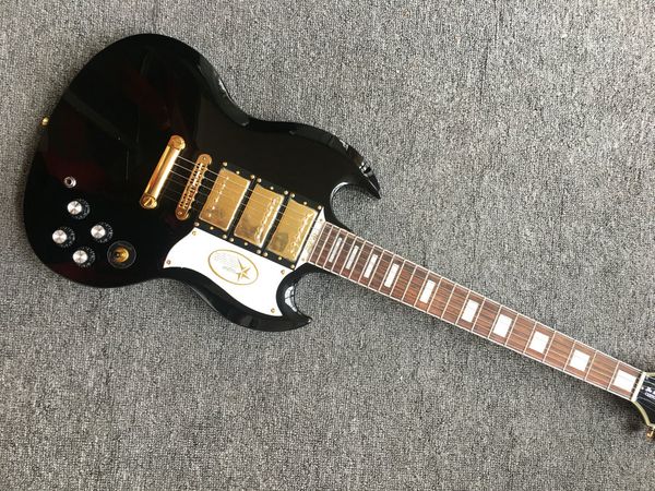 

Custom Shop черный SG 3 звукоснимателя электрогитара с 3 звукоснимателями Новое поступление оптовые гитары бесплатная доставка на заказ гитара