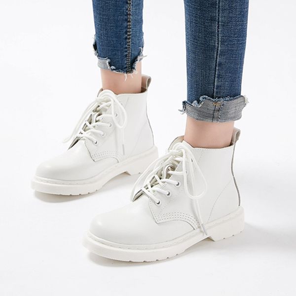

women ankle boots genuine leather shoes female winter autumn women boot white casual ladies shoes botas mujer size 35-44 9926w, Black