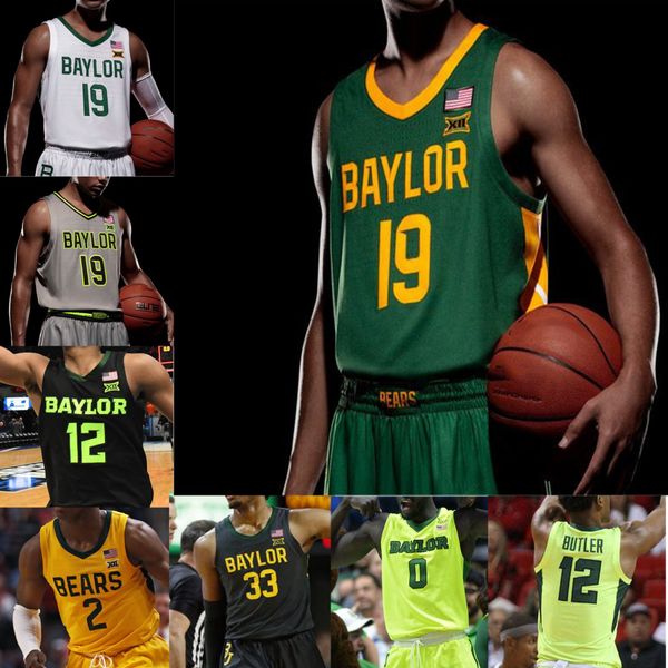 

ncaa baylor bears college basketball jerseys mens mark vital jersey jared butler freddie gillespie tristan clark adam flagler custom stitche, Black