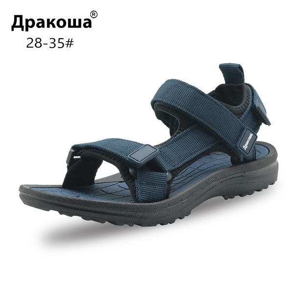 

apakowa little kid boys girls summer peep-toe beach walking 3 strap sport sandals child washable quick drying water shoes t200411, Black;red