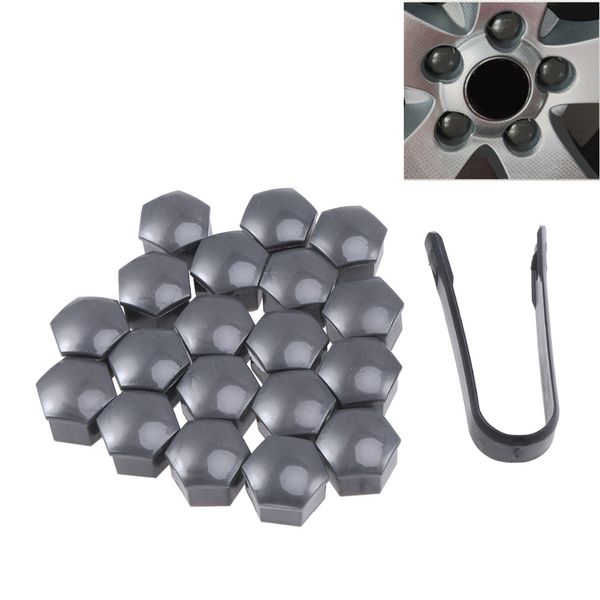 

20pcs 17mm hexagonal wheel lug nut covers bolts screw protect caps with clip plastic car tire nut cover screw bolts car styling