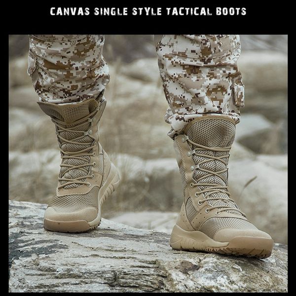 

tactical boots men outdoor hiking shoes canvas mesh desert high-combat army boots militares sapatos masculino plus