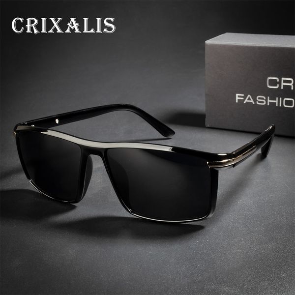

crixalis brand design fashion polarized sun glasses male square mirror lens sunglasses for men women shades uv400 gafas de sol, White;black