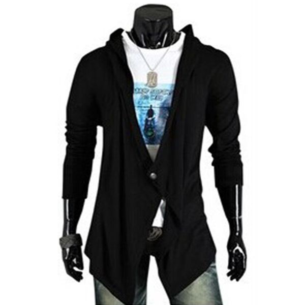 

yiwa men cotton knitted coat slim style long fashion v-neck knited coat men's clothing breathable wear resistant, White;black