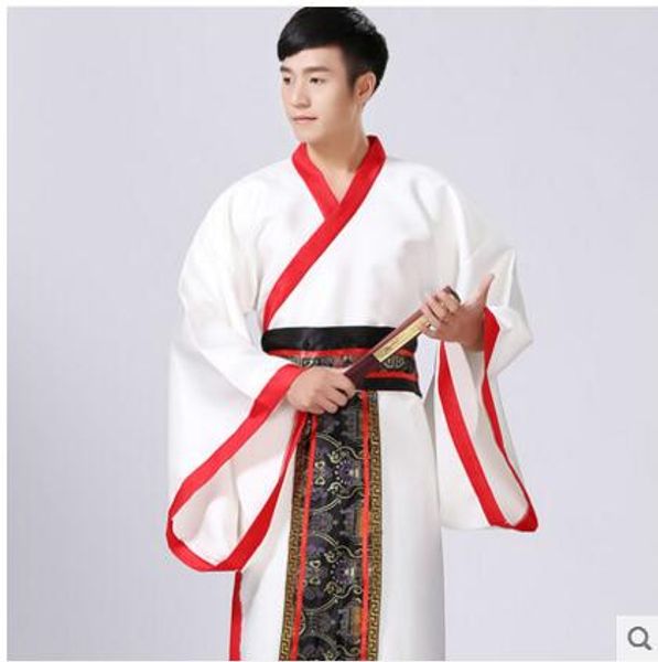 

men dance costume chinese folk dance ancient hanfu, Black;red