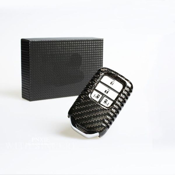 

for honda one-click start car-styling new carbon fibre remote key case cover holder