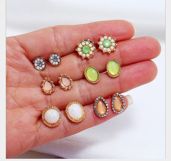 

многоэлементный воды капельного сверла цветок уха ногтей серьги auberge серьги из нескольких частей костюм, Golden;silver