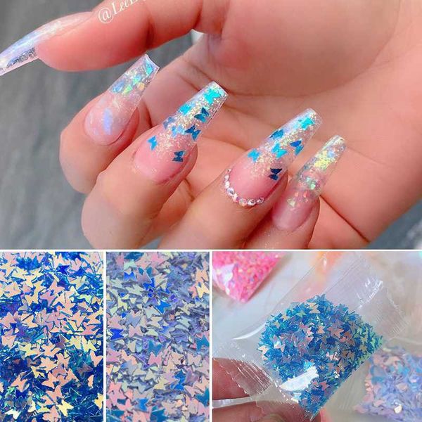 

nail glitter 1 bag powder art colorful flakes holographics butterfly sequins decoration design sticker, Silver;gold