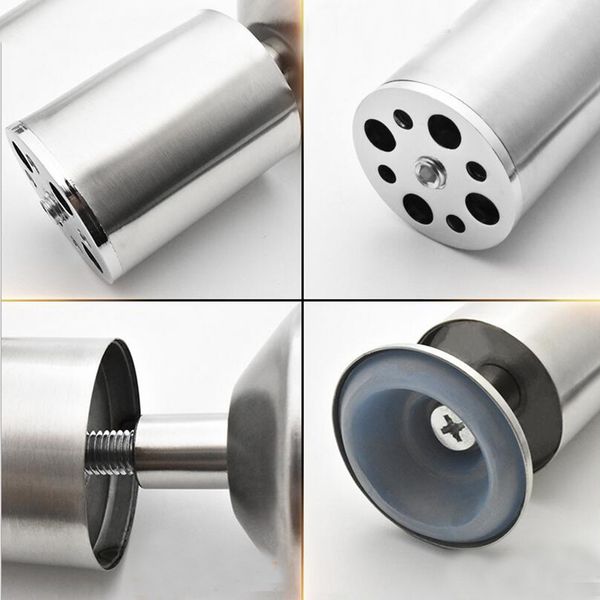 

pack of 2 stainless steel legs for kitchen cabinet furniture feet ( feathered anti-skid rubber base on bottom, 50mm diameter