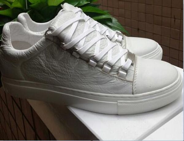 

2020 new designer name brand man casual shoes flat kanye west fashion wrinkled leather lace-up low cut trainers runaway arena shoes size 46, Black