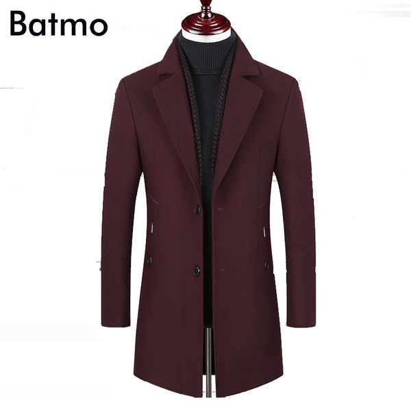 

batmo 2018 new arrival winter wool thicked trench coat men,men's wine wool jackets ,plus-size m-6xl,1828, Black