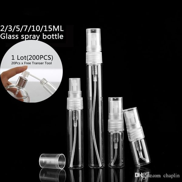 

2 3 5 7 10 15 ml mini clear atomizer glass bottle spray refillable perfume empty bottle glass for travel party portable makeup