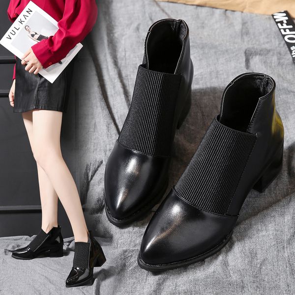

riding boots low heels booties lace up round toe shoes bootee woman 2019 martins for women luxury designer booties ladies mid-ca, Black