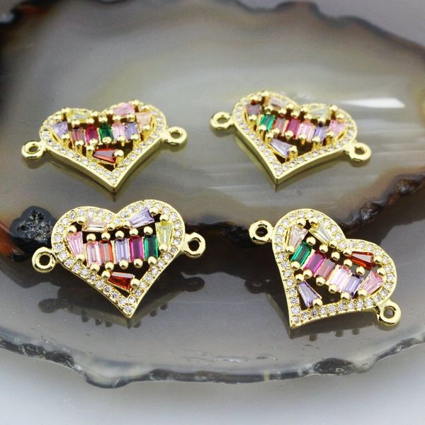 

22 * 15мм 10шт / много нового способа сердца разъема формы cz, популярный кубический циркон шарма, браслет / ожерелье аксессуары ювелирные и, Bronze;silver