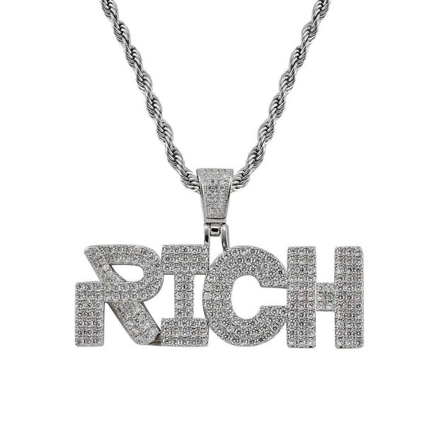 

iced out rich pendant necklaces for men luxury designer bling diamond letter pendants 18 gold plated letters zircon gold silver jewelry gift