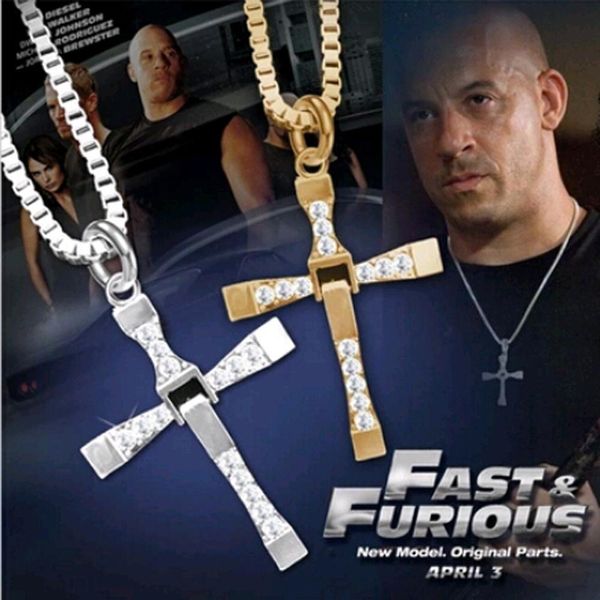 

fast and furious 6 7 hard gas actor dominic toretto cross necklace pendant gift for your boyfriend european and american popular necklace, Silver