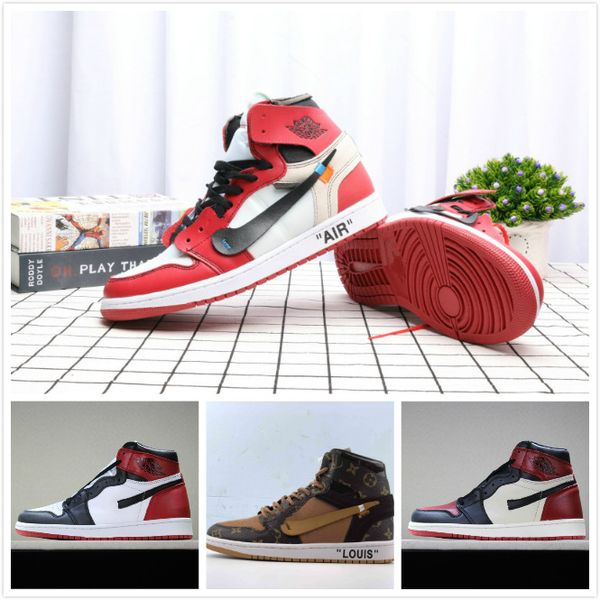 

2020 lv couture unc air jordan retro 1 1s basketball shoes louis vuitton court purple men trainers sports sneakers, Black;white