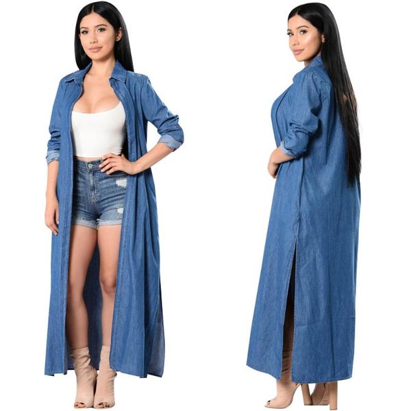 

2020 spring autumn trench woman long sleeve denim coat thin woman trench, Tan;black