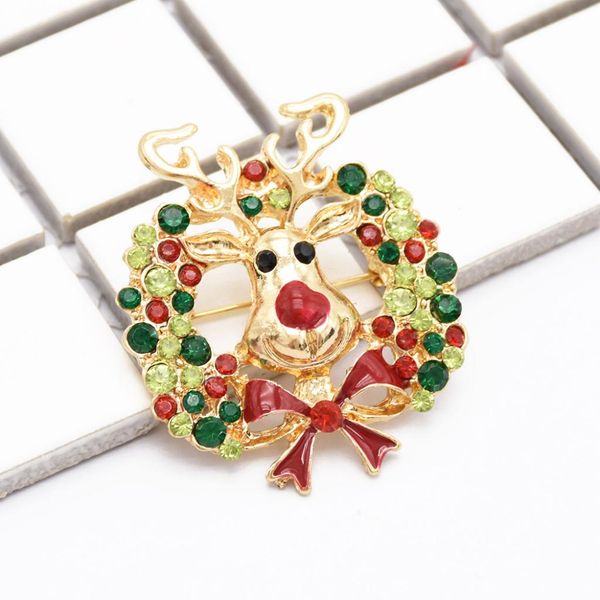 

cute crystal christmas elk brooch pin xmas, Gray