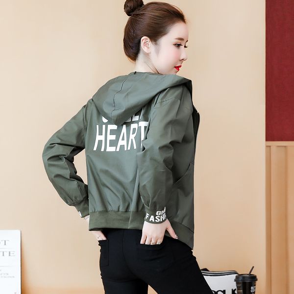 

fashion basic jackets 2020 summer windbreaker hooded jacket women coats long sleeve bomber short female baseball jackets outwear, Black;brown