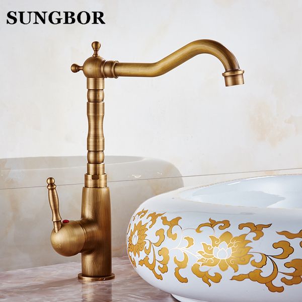 

bathroom sink faucet antique bronze 360 degree turn basin faucet water tap single handle cold and water al-7199f