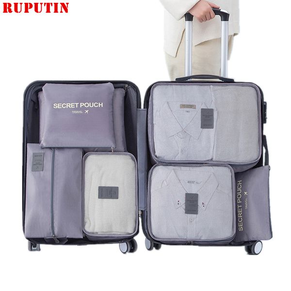 

new 7pcs/set travel mesh bags luggage organizer clothes finishing kit cosmetic bag makeup bag home shoes underwear storage