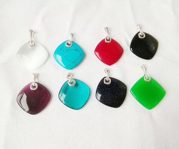 

vintage variation square stone 32*34mm jewelry pendant 1, Silver