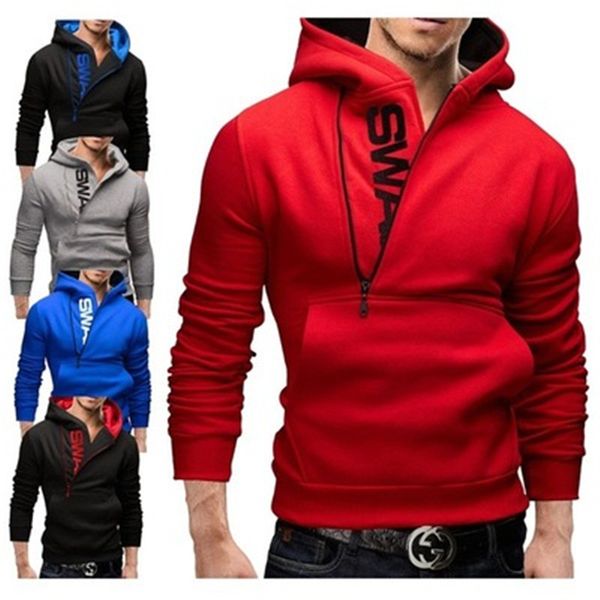

men's clothing hooded sweatshirt new clothing fanshion zipper letters sweatshirts famous brand mens hoodies pullover long sleeve hoodie, Black