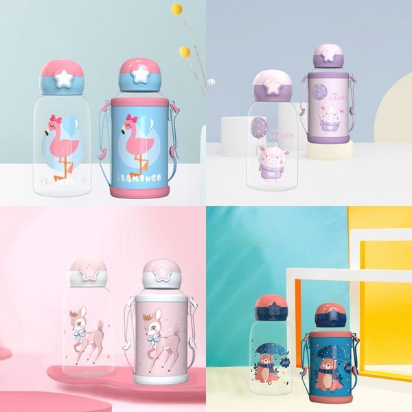 

700ml cartoon portable kids water bottle with covers fruit juice kettle bottle for children girls boys teenagers 700ml fy4127