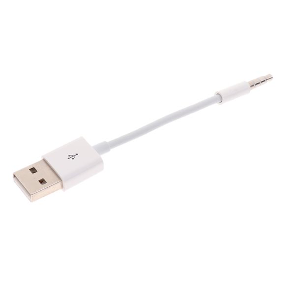 

3.5mm male aux audio to usb2.0 male charging data cable for ipod shuffle mp3 white