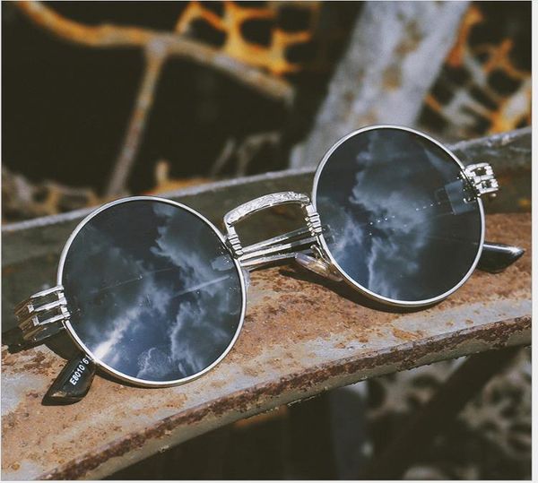 

vintage round frame polarized sunglasses prince mirror glasses heavy metal, White;black