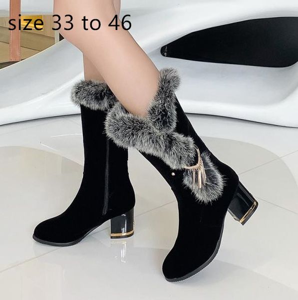 

adorable warm fur boots luxury designer boots women ankle booties chunky heels winter white black size 33 to 42 to 46