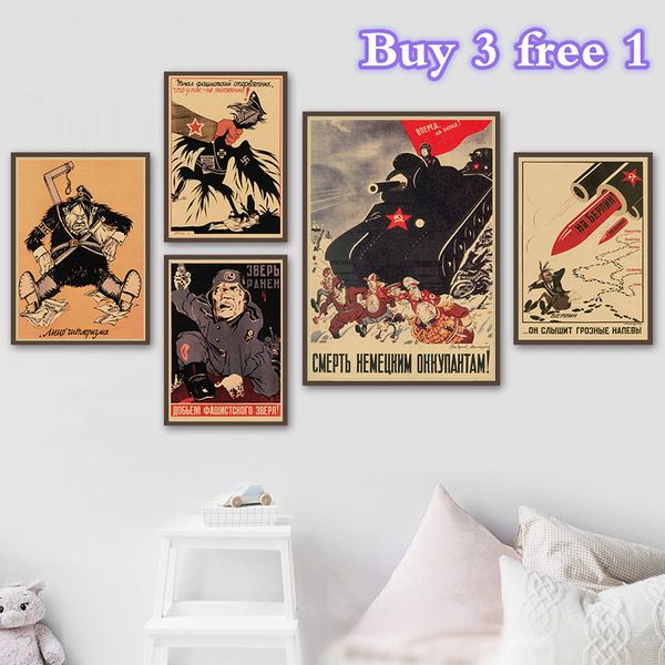 

soviet union ussr cccp world war ii leninist political propaganda posters retro kraft paper wall decorative vintage posters